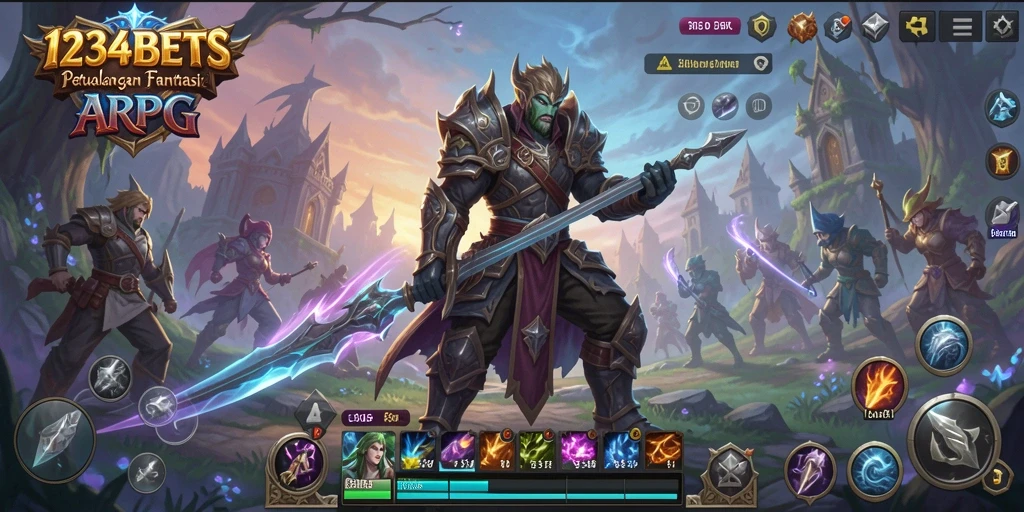 Tangkapan layar menampilkan aksi intens dalam gameplay ARPG 1234BETS.