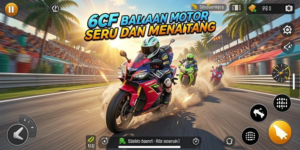 Tampilan gameplay menarik dari 6CF dalam balapan motor.