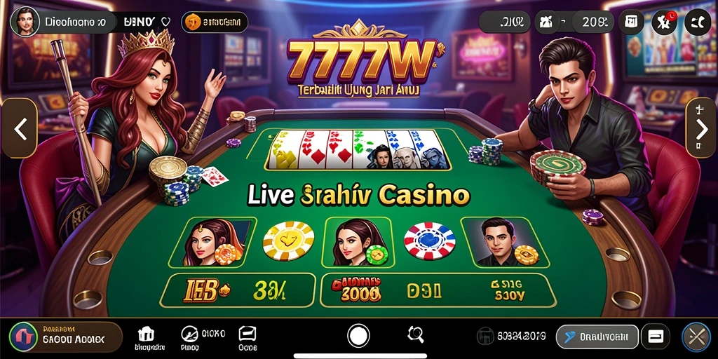 Tangkapan layar gameplay Live Casino yang menarik di 7777W.