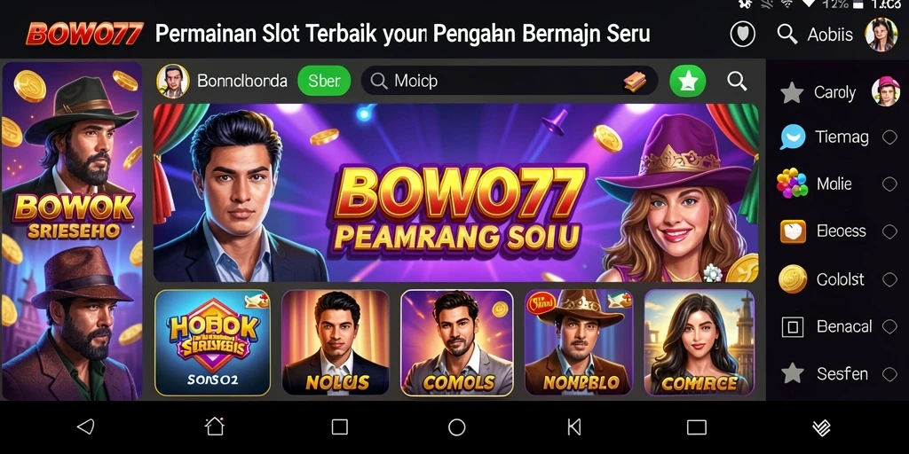 Tampilan seru gameplay BOWO77 dengan gulungan yang berputar.