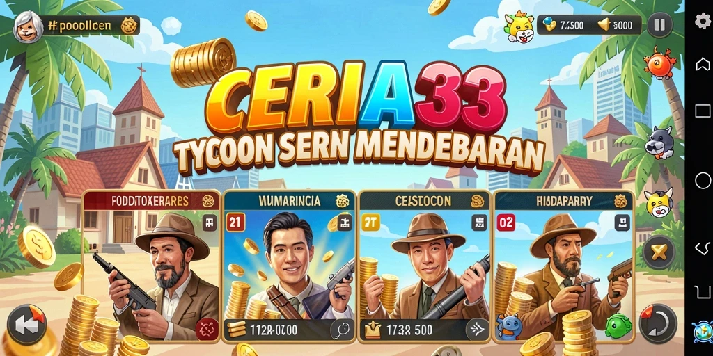 Tampilan utama gameplay CERIA33 yang menyoroti elemen strategis Tycoon.