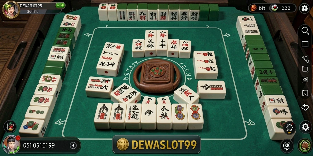 Tampilan gameplay menarik dari DEWASLOT99 dengan grafis Mahjong yang menawan.