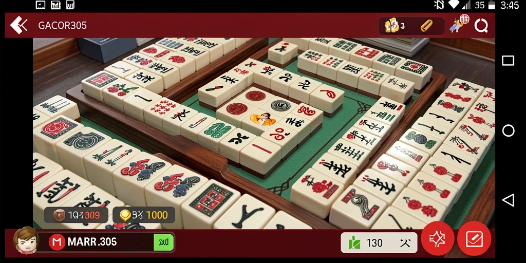 Tampilan gameplay Mahjong yang menarik dan seru di GACOR305.