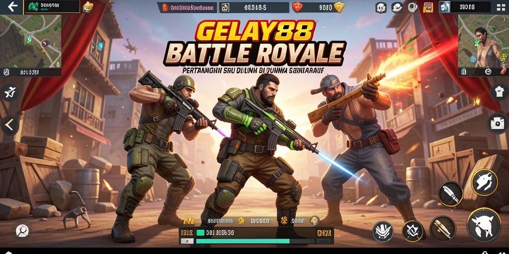 Tampilan gameplay seru dalam GELAY88 saat pertarungan Battle Royale.