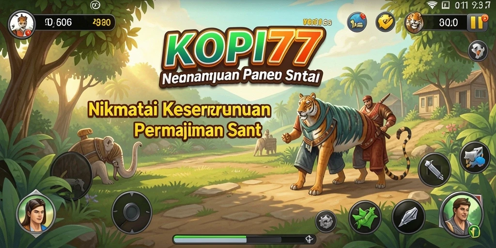 Screenshot KOPI77 menampilkan karakter lucu dan gameplay yang menarik.