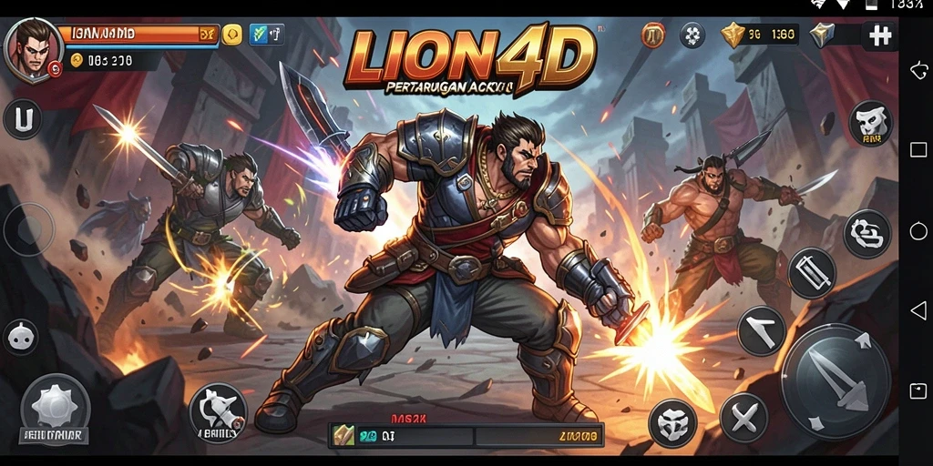 Screenshot utama LION4D menampilkan aksi pertarungan yang mendebarkan.