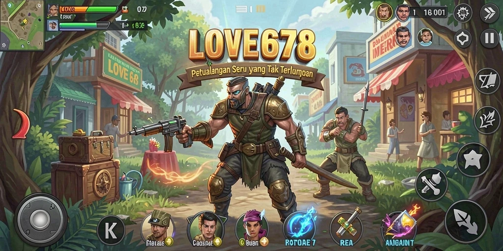 Screenshot gameplay LOVE678 menampilkan aksi petualangan yang mendebarkan.
