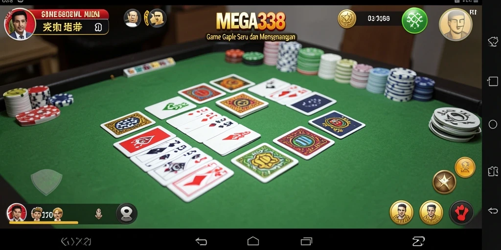 Tampilan gameplay seru di MEGA338, mainkan Gaple bersama teman.