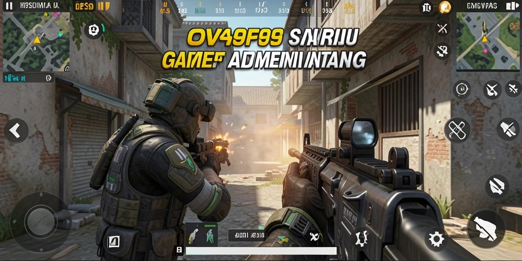 Screenshot gameplay OVO99 menampilkan aksi tembak-menembak yang mendebarkan.
