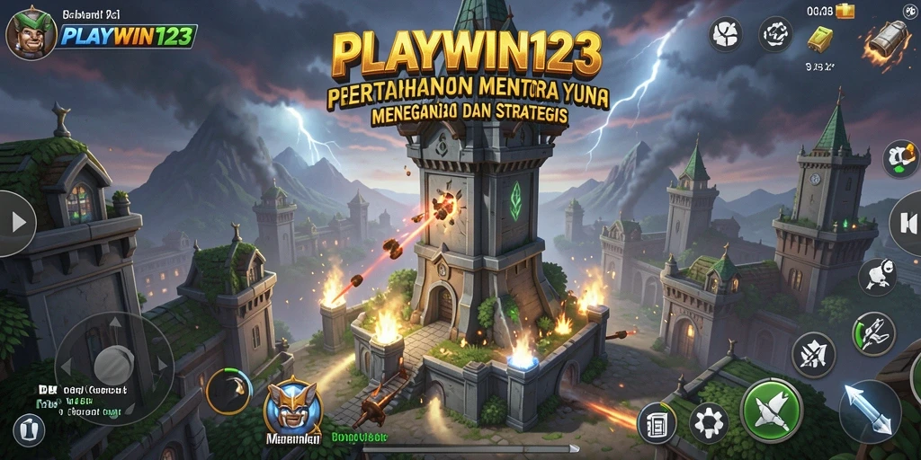 Screenshot menunjukkan aksi menegangkan dalam permainan Tower Defense.