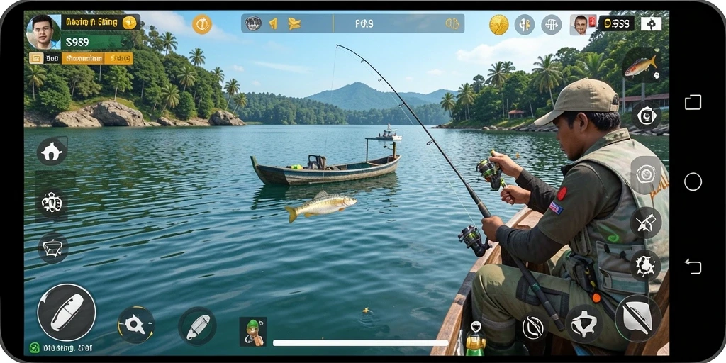 Gameplay menarik dalam S9S9 yang menampilkan aksi memancing.