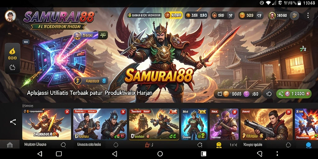 Tampilan antarmuka aplikasi SAMURAI88 yang modern dan fungsional.