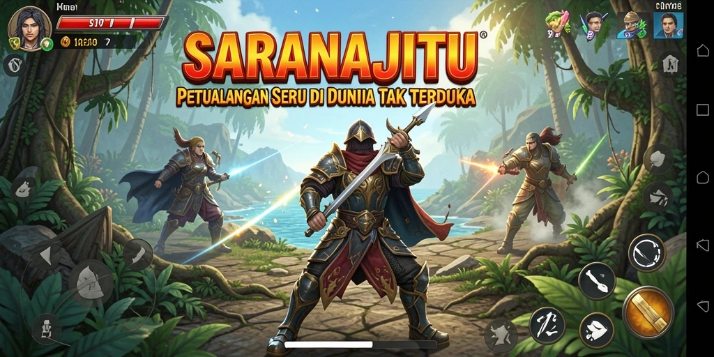 Tampilkan screenshot game SARANAJITU dengan aksi petualangan mendebarkan.