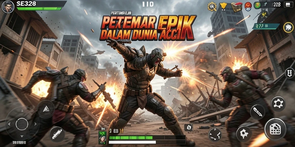 Screenshot menunjukkan pertempuran mendebarkan dalam SE328 dengan grafis tajam.