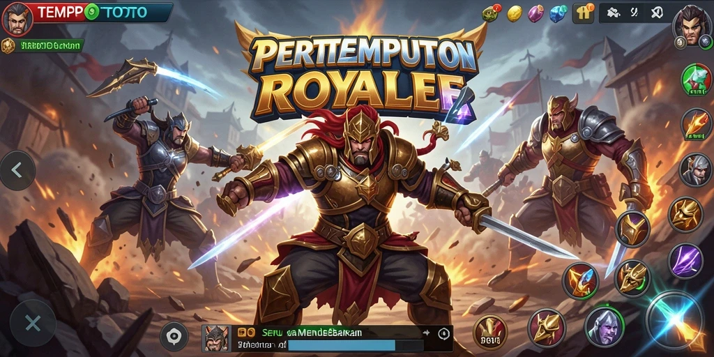 Screenshot gameplay TEMPOTOTO memperlihatkan aksi pertempuran sengit di arena.