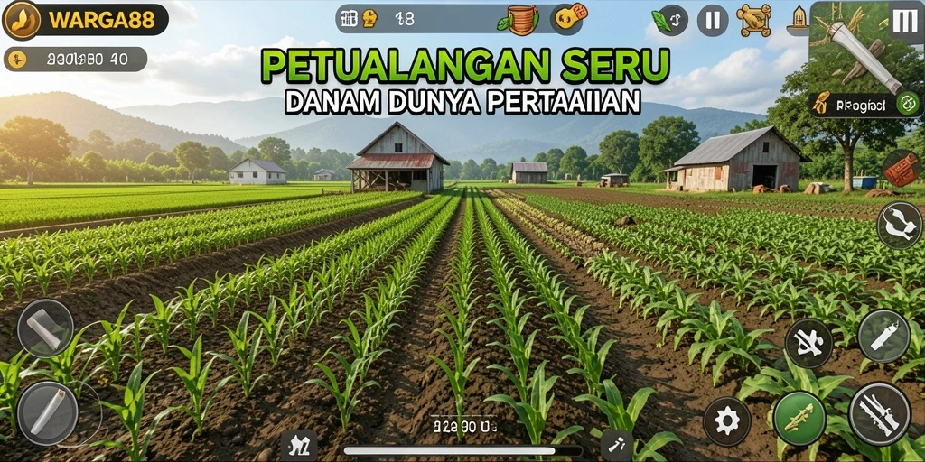 Foto menampilkan gameplay seru dan berkualitas dari WARGA88 saat bertani.